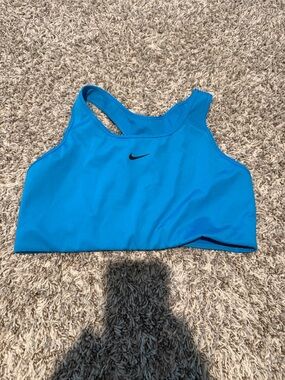 Nike Blue Racerback Sports Bra with Black Swoosh